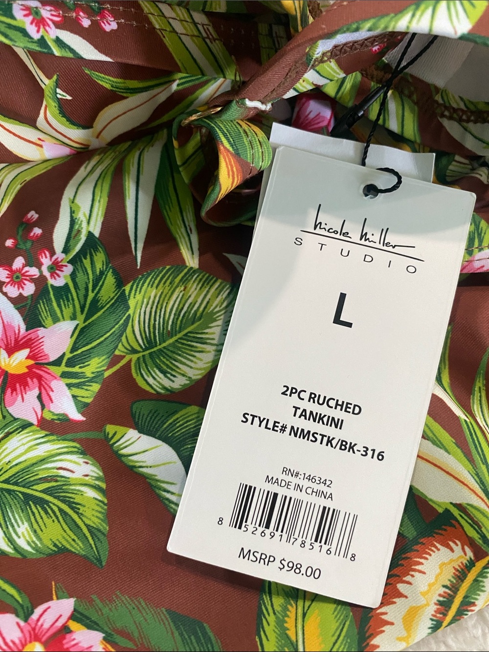 Nicole Miller Ruched Tankini 2 Piece  Swim Suit - Picture 13 of 13